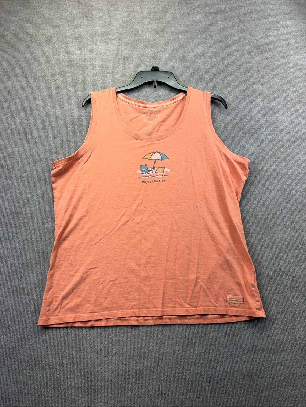 Life Is Good XL Tank Front Says Enjoy The Tide
